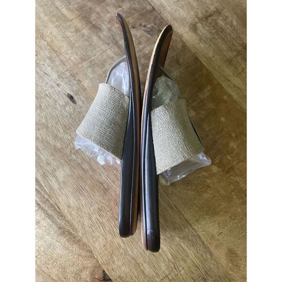 Callisto Of California Tan Canvas Leather Insole Sandals Women Size 8 Slip On - Picture 6 of 6